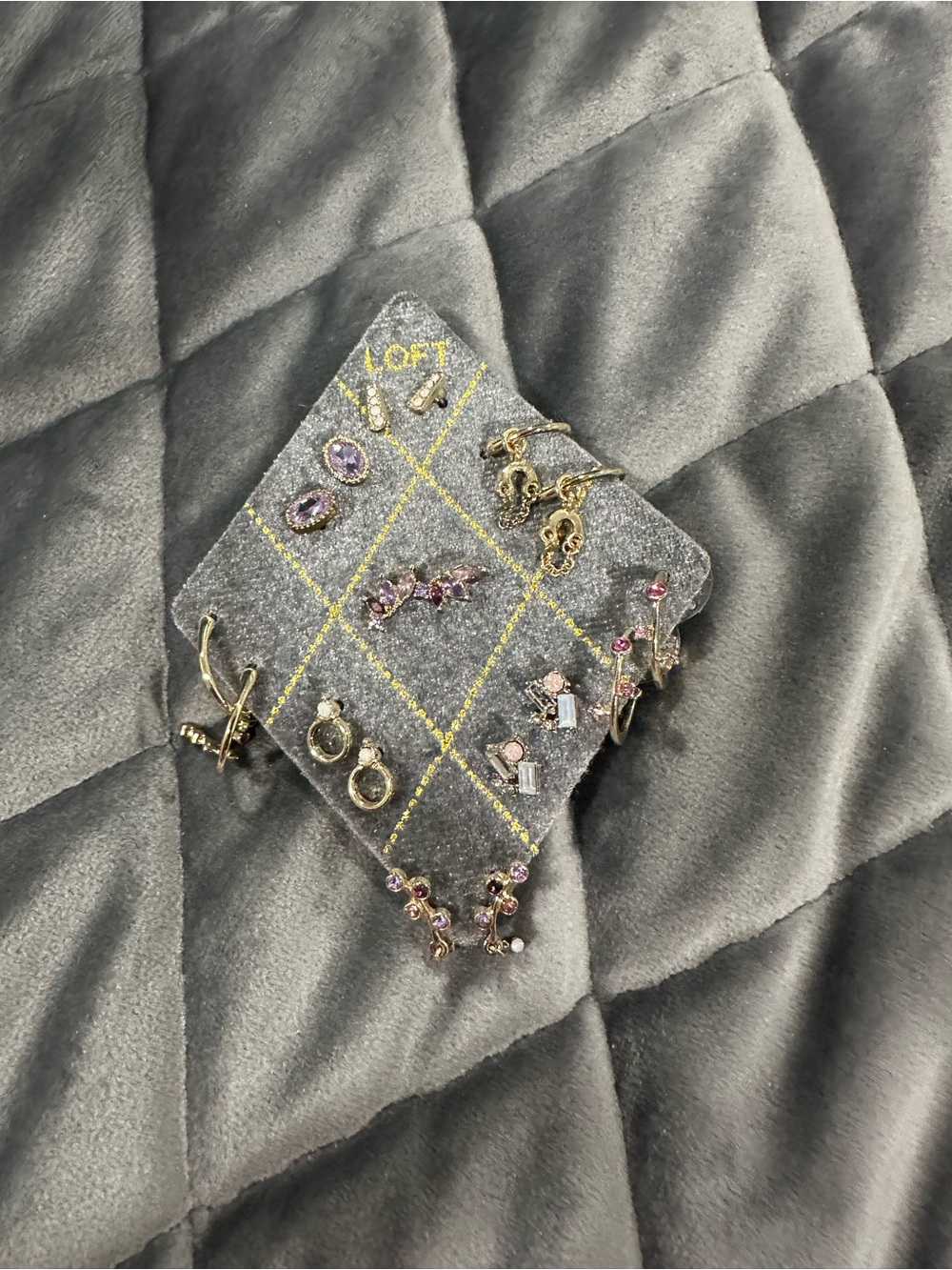 LOFT Gold-Tone Earring Set with Pink and Purple Crystals